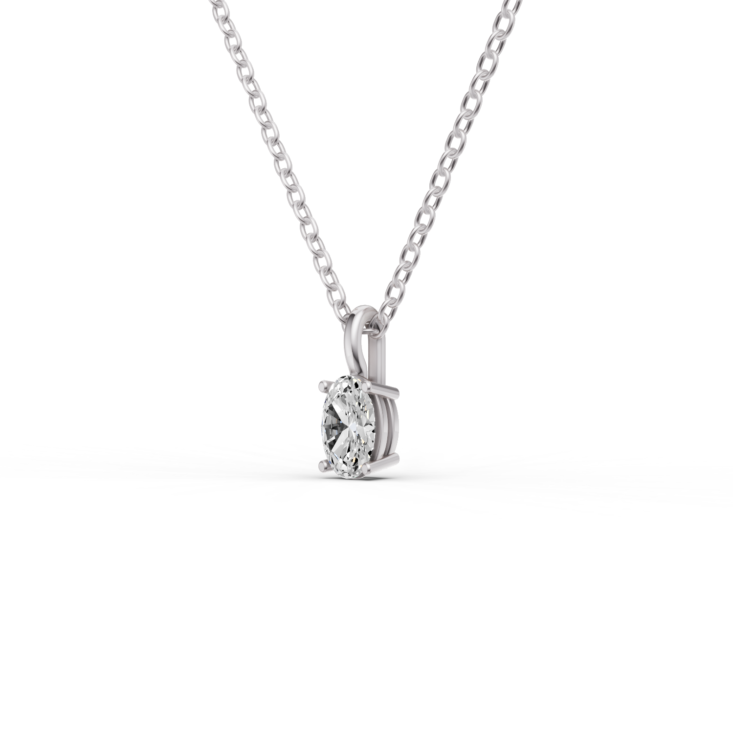 14K Gold 0.75 ct Lab Grown Oval Cut Diamond Solitaire Pendant