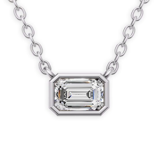 14K Gold 1 ct Lab-Grown Emerald Cut Bezel Pendant