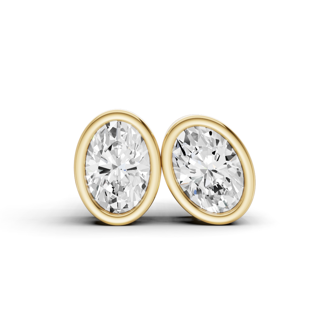 14K Gold Studs 0.25 Carat Earrings Oval Bezel