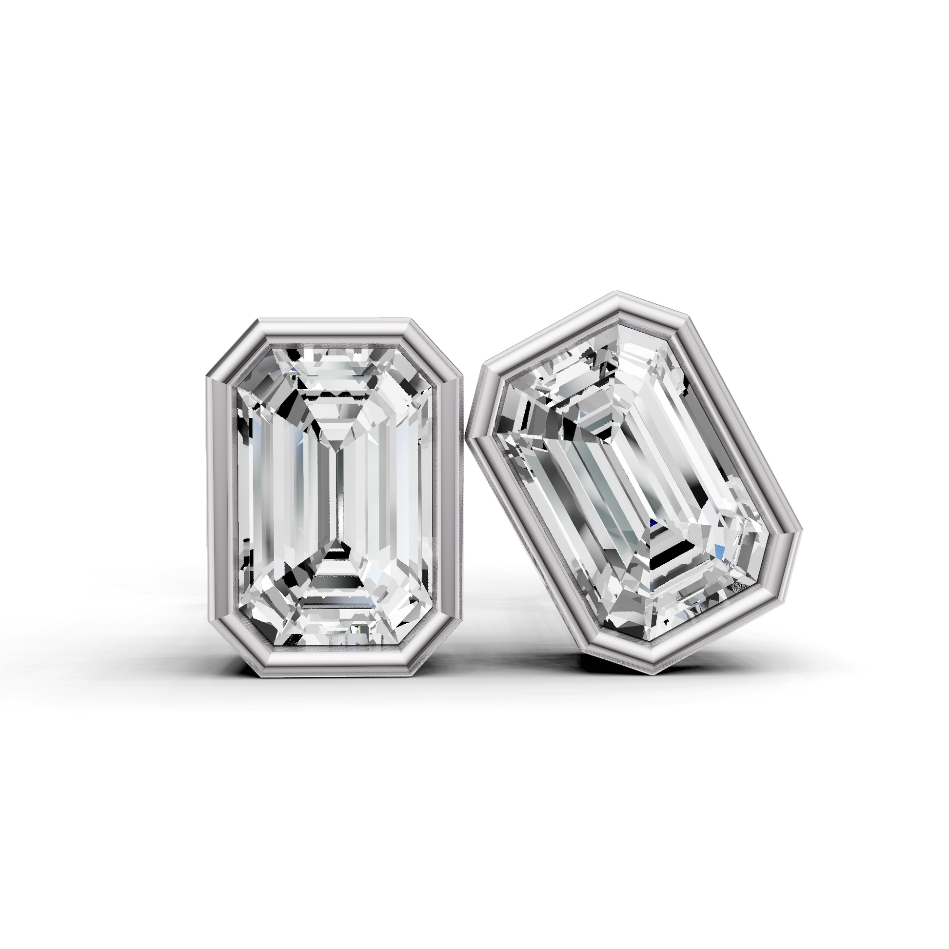 14K Gold 0.5 Carat Emerald Bezel Solitaire Studs