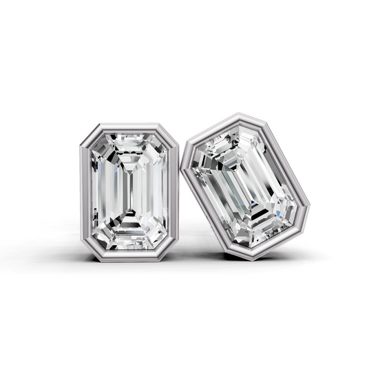 14K Gold 0.25 Carat Emerald Bezel Solitaire Studs