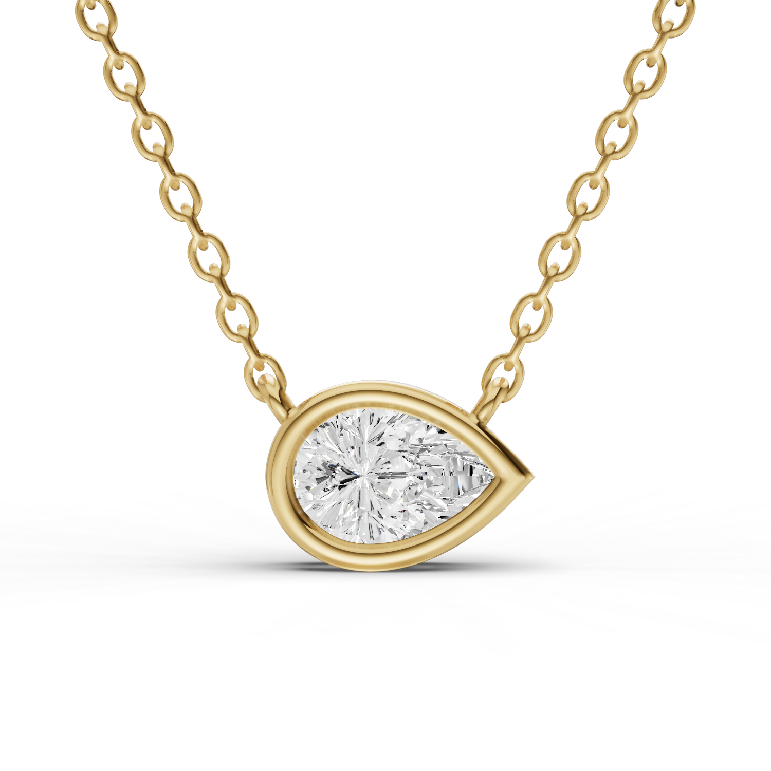 14K Gold 0.5 ct Lab-Grown Pear Diamond Bezel Solitaire Pendant