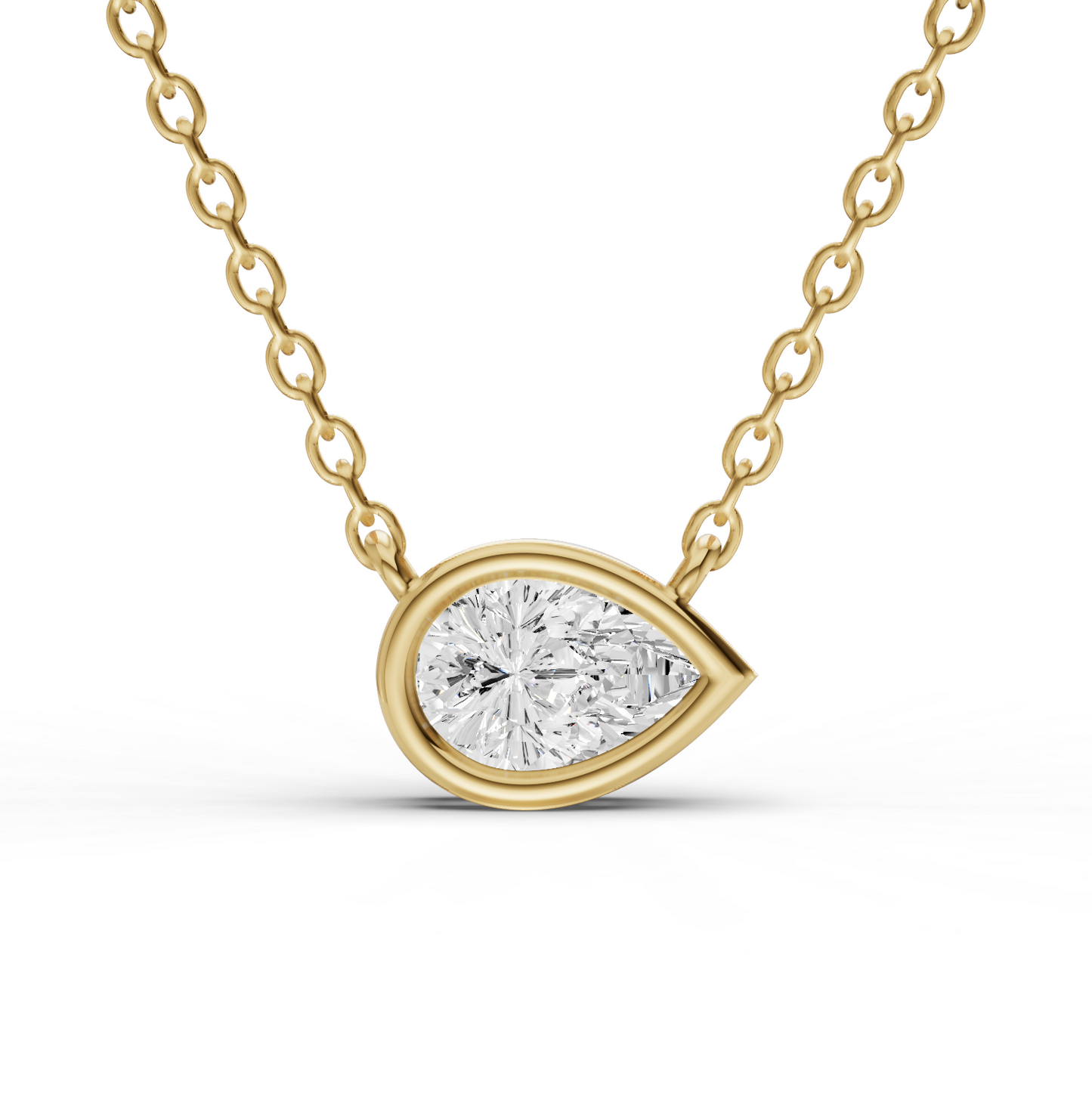 14K Gold 0.25 ct Lab-Grown Pear Diamond Bezel Solitaire Pendant