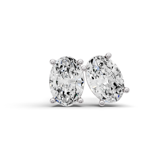 14K Gold Studs Earrings 0.25 ct Oval Prong Solitaire
