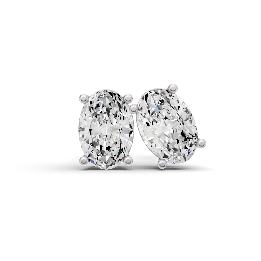 14K Gold Studs Earrings 1 ct Oval Prong Solitaire