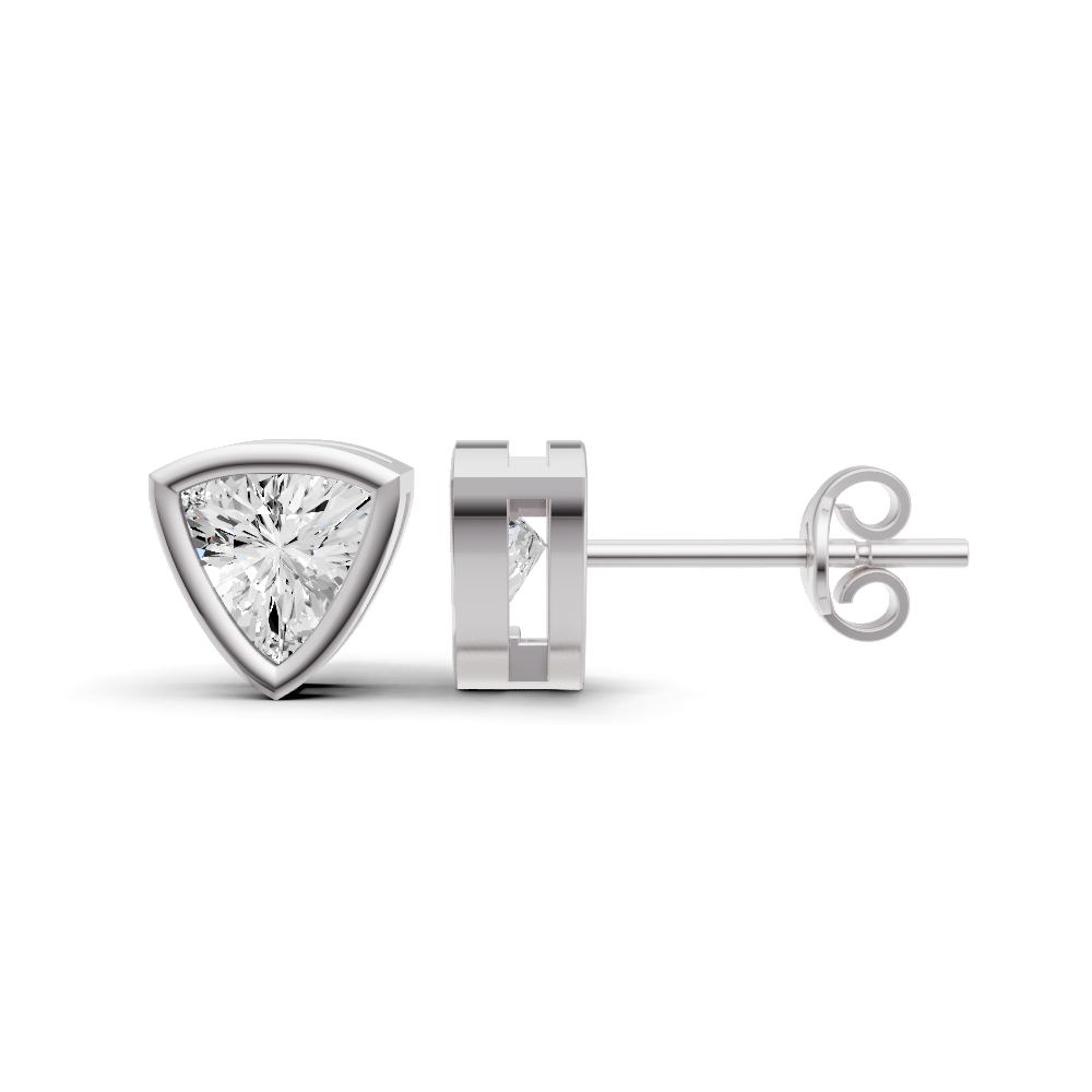 Studs Earrings 14K Gold 0.5 ct Trillion Bezel Solitaire