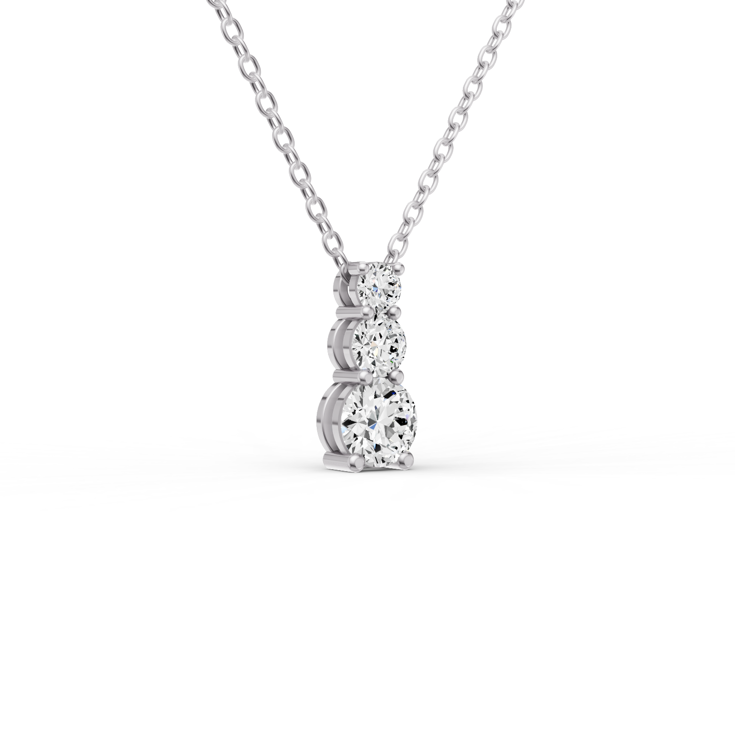 14K Gold 0.25 ct Round Lab Grown Diamond Three Stone Snow Hidden Bail Pendant