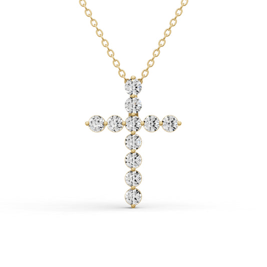 14K Gold Necklace 4 ct Sereia's Cross Pendant with Lab Diamonds