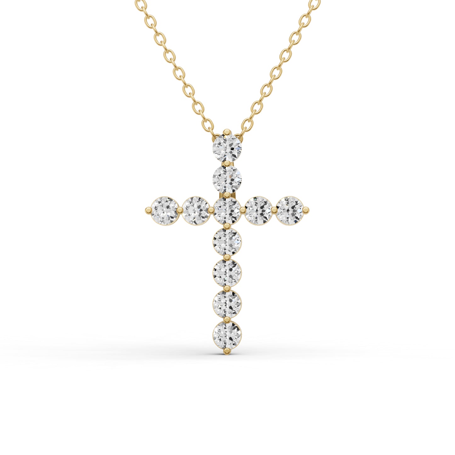 14K Gold Necklace 5 ct Sereia's Cross Pendant with Lab Diamonds