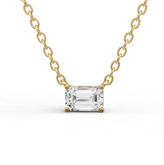 14K Gold 0.25 ct Lab Grown Emerald Shape Diamond Pendant