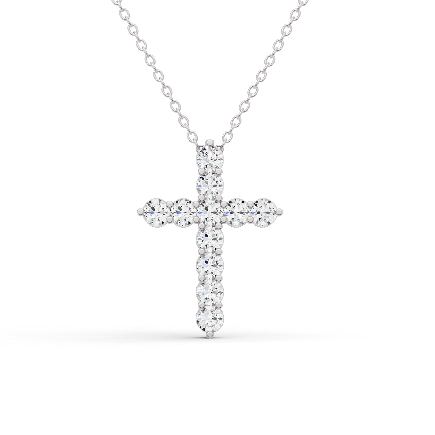 14K GOLD 0.25 CT CROSS PENDANT NECKLACE WITH LAB DIAMONDS - WHITE GOLD