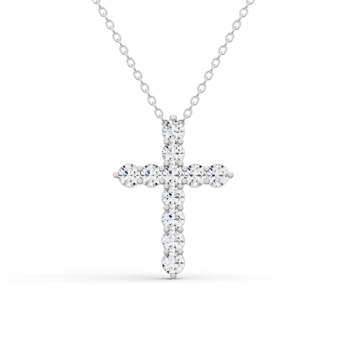 14K Gold 1 ct Cross Pendant Necklace With Lab Diamonds