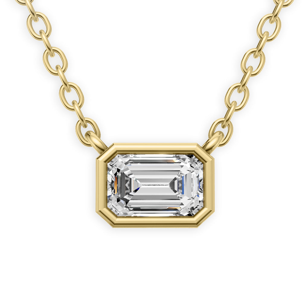 14K Gold 1 ct Lab-Grown Emerald Cut Bezel Pendant