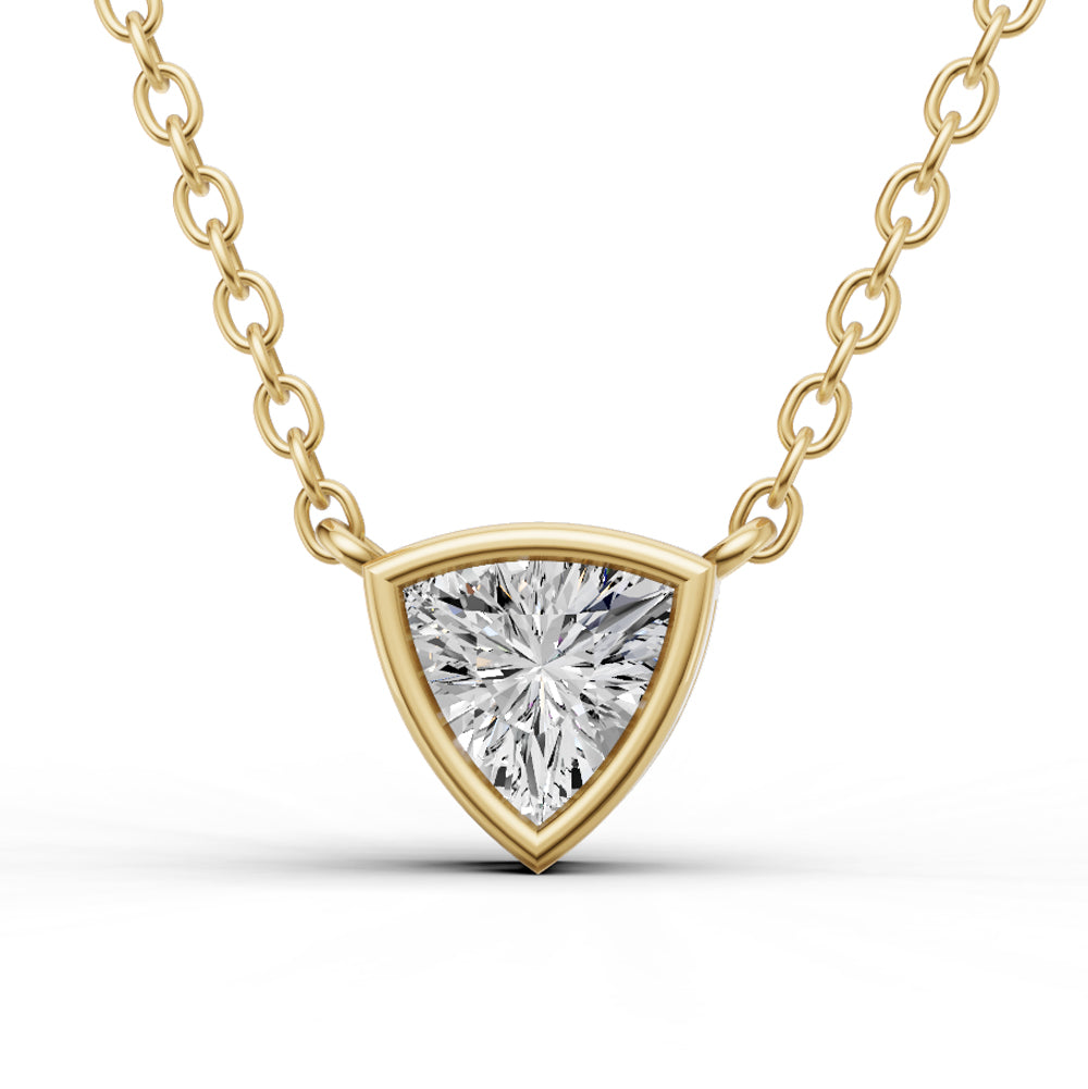 14K Gold 0.5 ct Lab Grown Trillion Shape Diamond Bezel Pendant