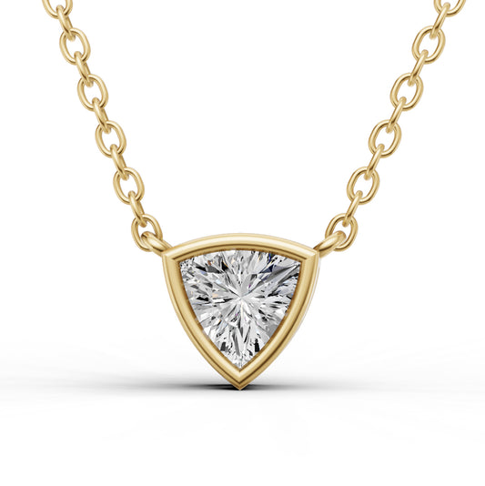 14K Gold 0.25 ct Lab Grown Trillion Shape Diamond Bezel Pendant