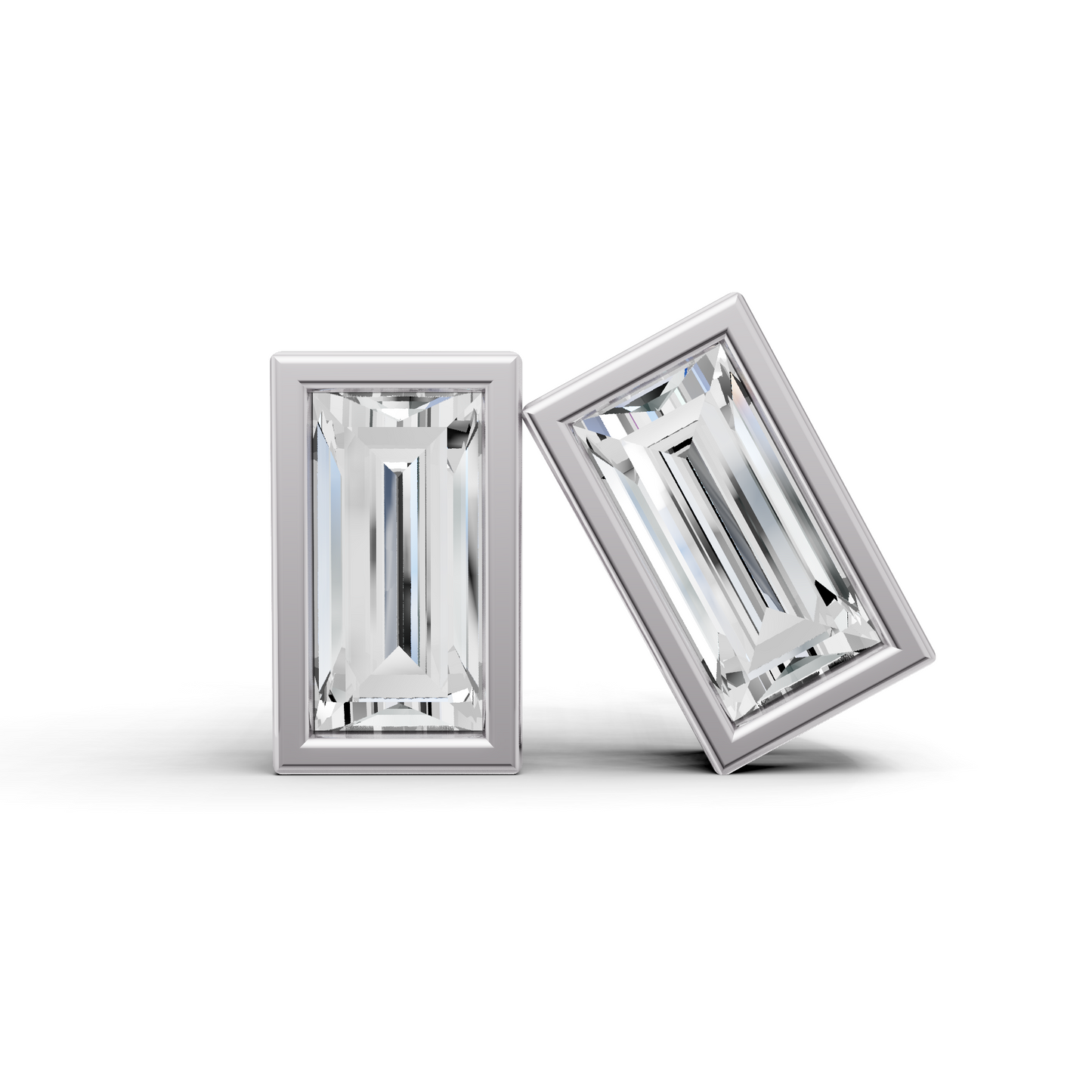 Studs Earrings 14K Gold 0.5 ct Sereia Baguette Bezel