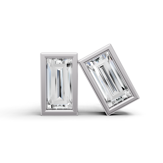 Studs Earrings 14K Gold 0.5 ct Sereia Baguette Bezel