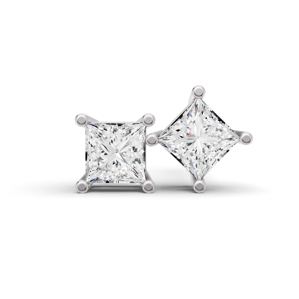 14K Gold Studs 0.75 ct Earrings Princess Solitaire
