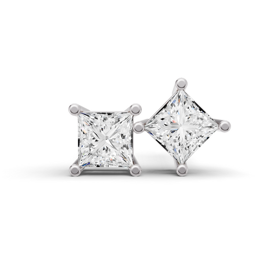14K Gold Studs 0.75 ct Earrings Princess Solitaire