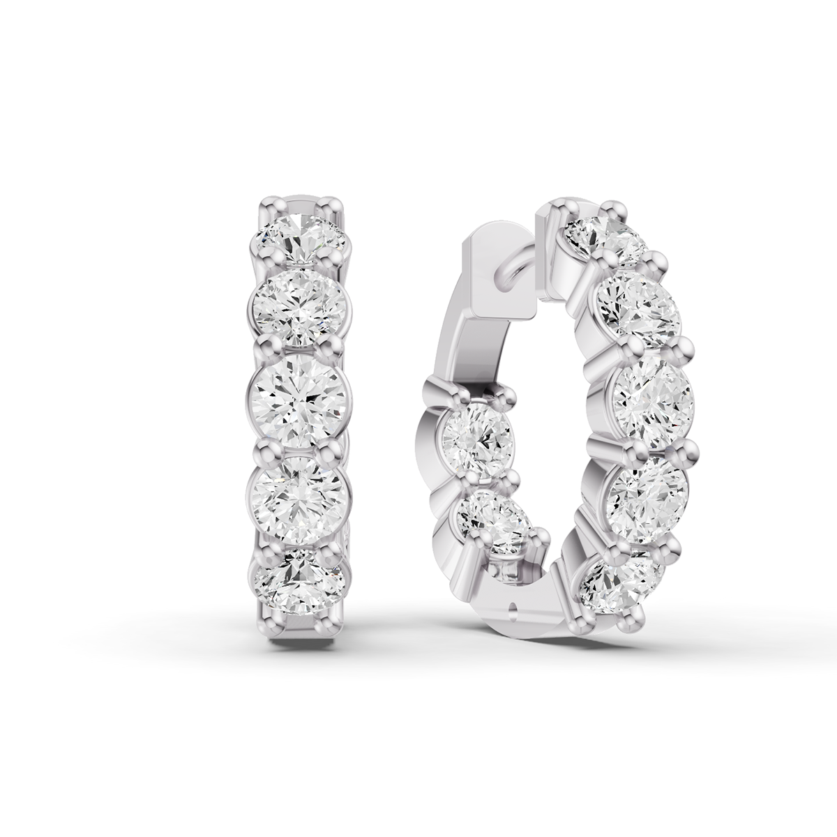 14K Gold 1.5 ct Earrings Of Sereia In & Out Diamond