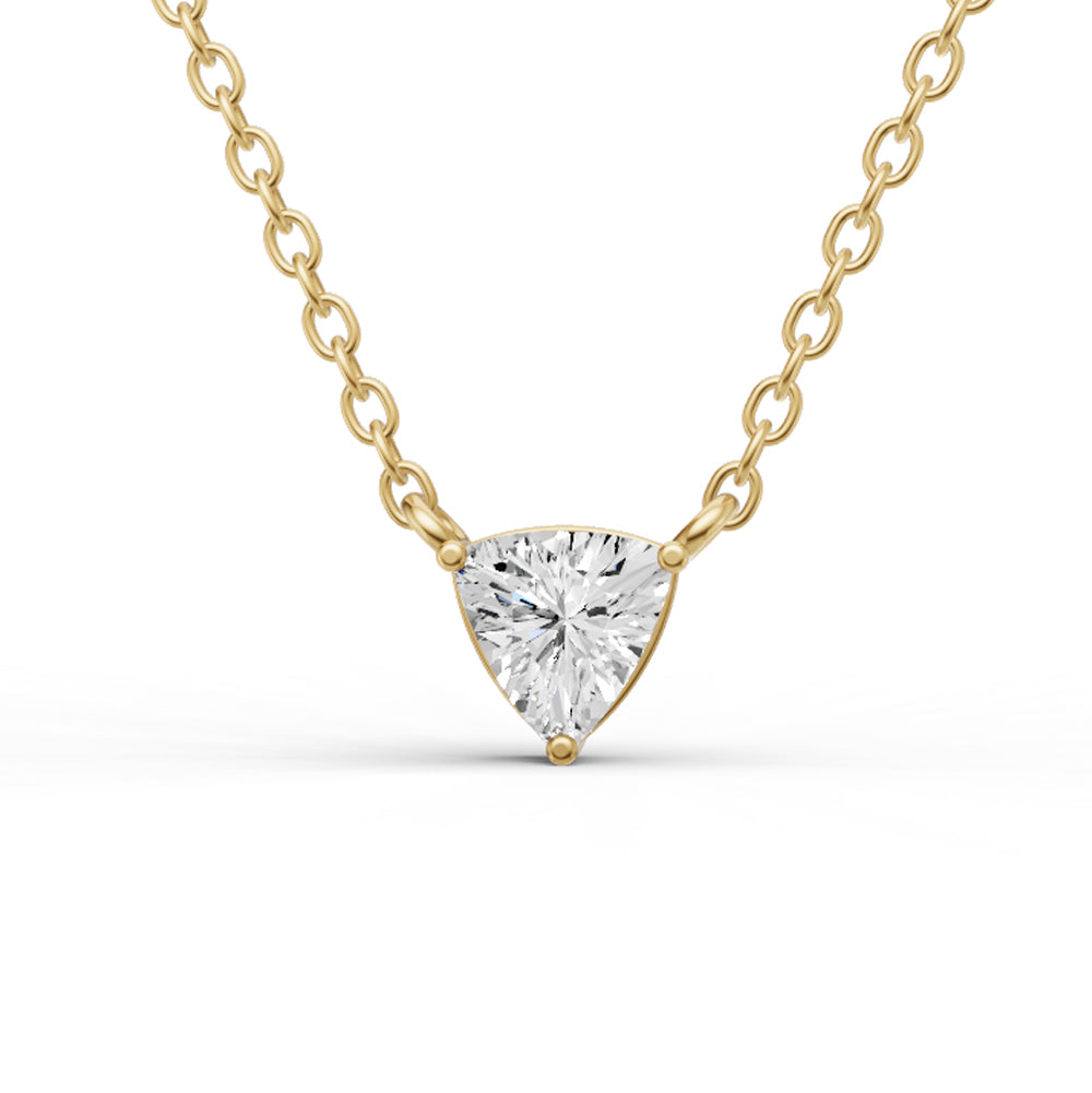 14K GOLD 0.5 CT LAB GROWN TRILLION SHAPE DIAMOND PENDANT - YELLOW GOLD