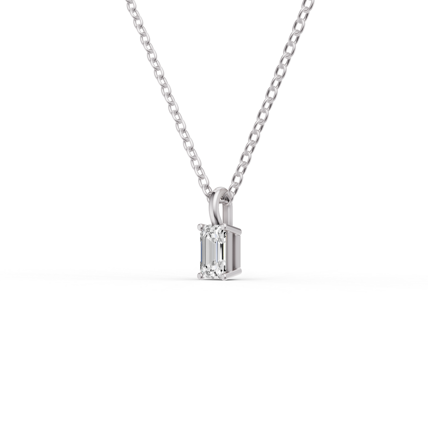 14K Gold 1 ct Lab Grown Emerald Cut Diamond Pendant with Prong