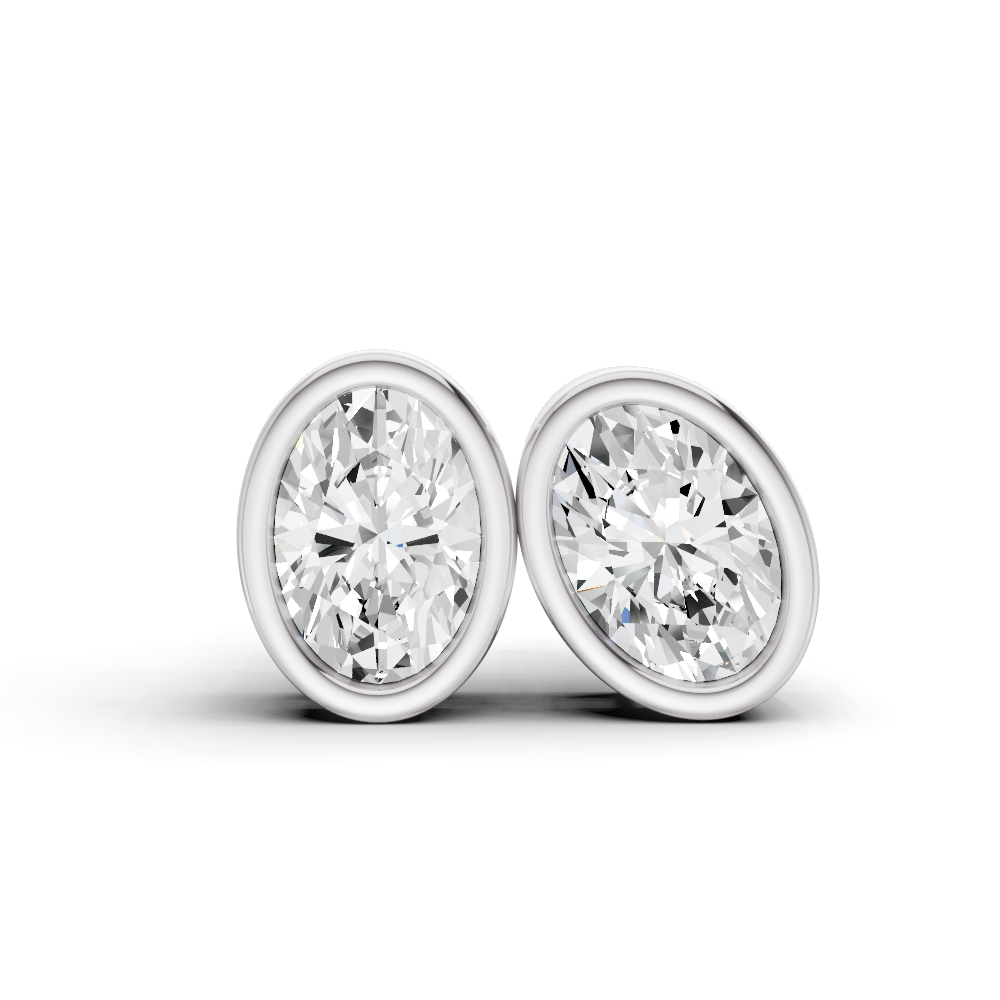 14K Gold Studs 0.5 Carat Earrings Oval Bezel