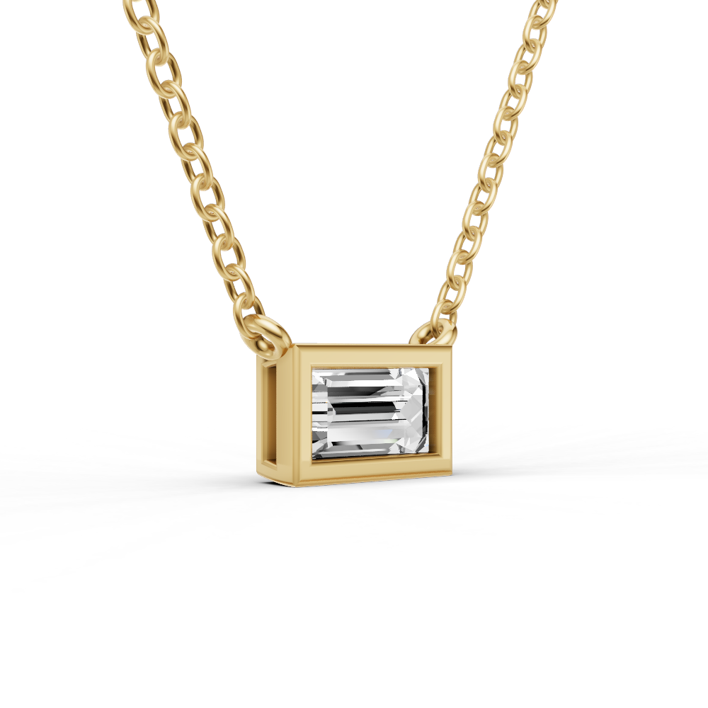 14K GOLD 0.25 CT LAB GROWN SEREIA BAGUETTE SHAPE DIAMOND PENDANT - YELLOW GOLD
