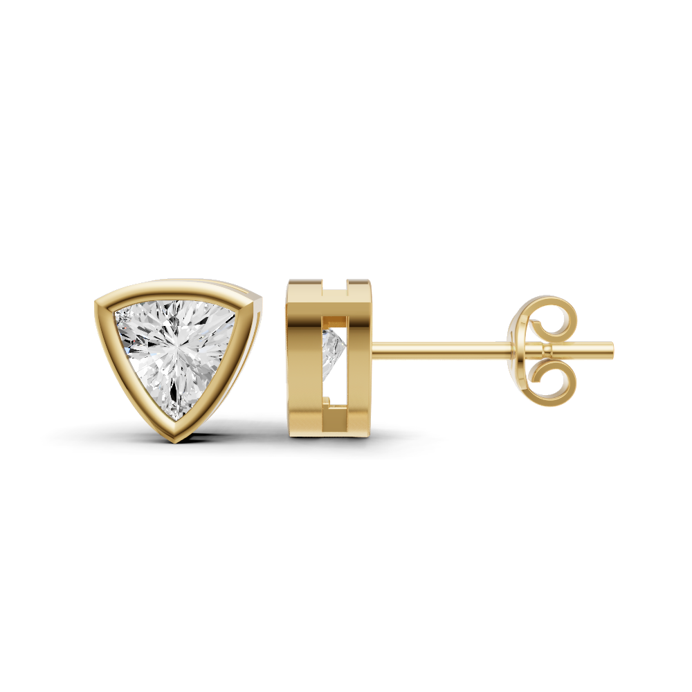 Studs Earrings 14K Gold 0.5 ct Trillion Bezel Solitaire