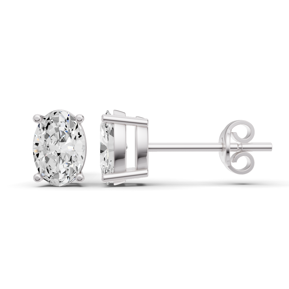 14K Gold Studs Earrings 0.5 ct Oval Prong Solitaire