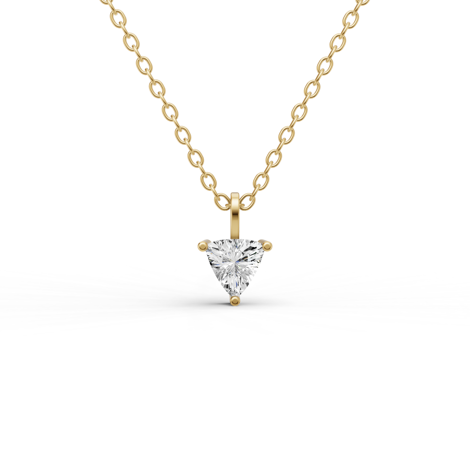 14K Gold 1 ct Lab Grown Trillion Shape Diamond Solitaire Pendant with Bail