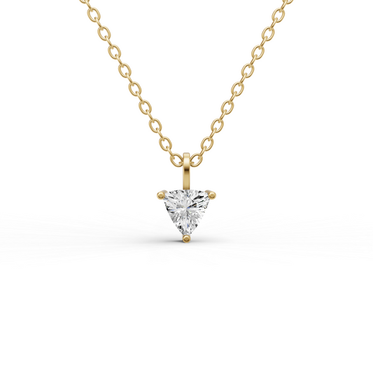 14K Gold 0.25 ct Lab Grown Trillion Shape Diamond Solitaire Pendant with Bail