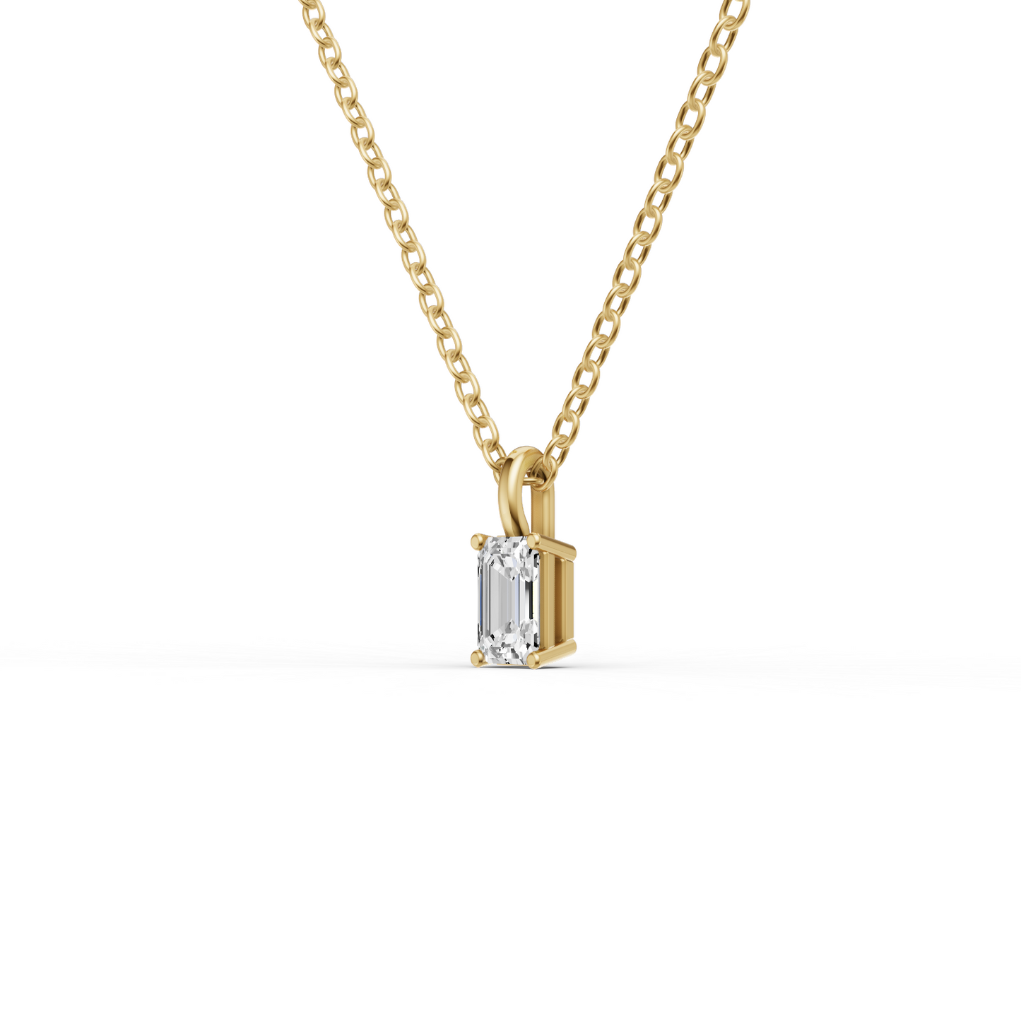14K Gold 0.5 ct Lab Grown Emerald Cut Diamond Pendant with Prong