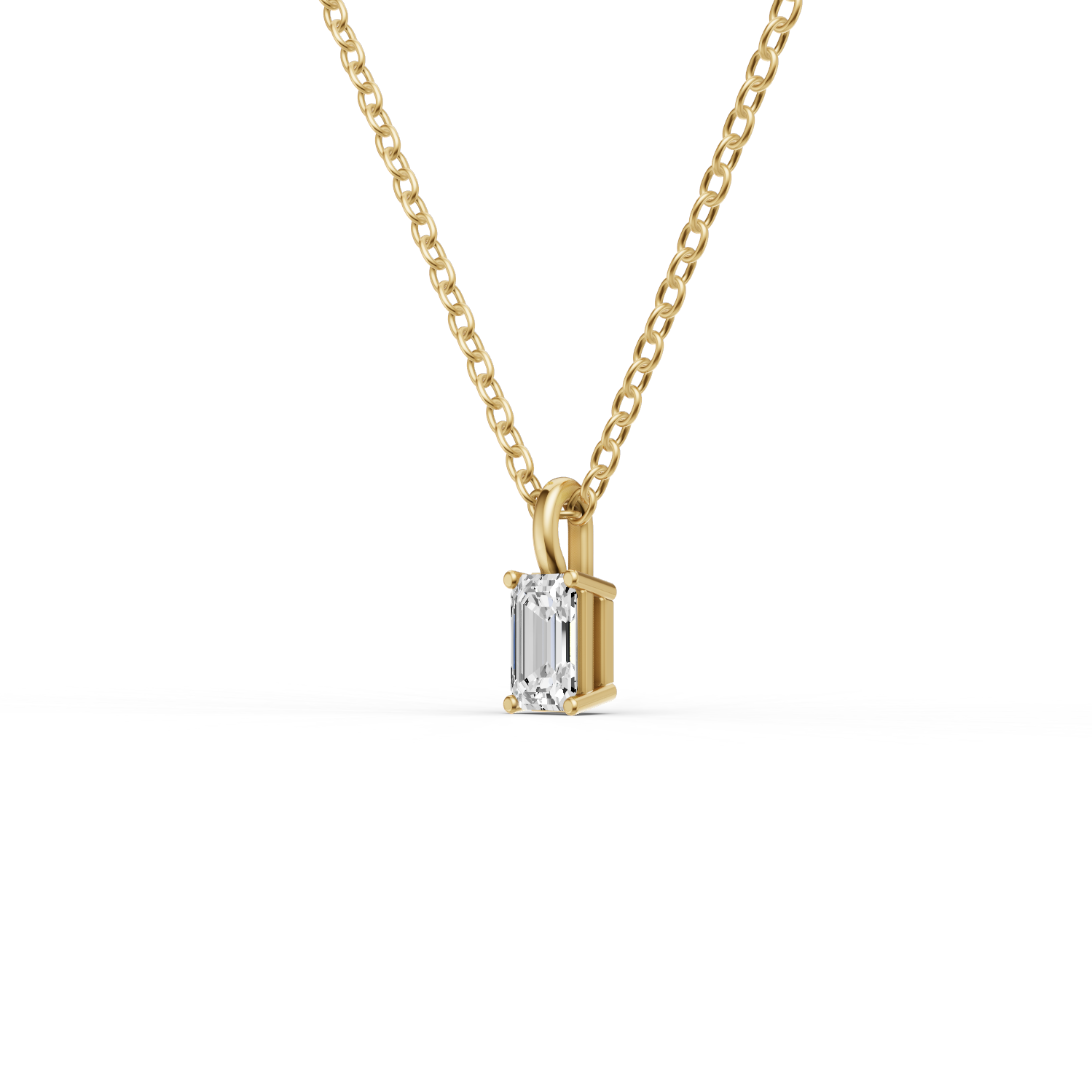 14K Gold 0.25 ct Lab Grown Emerald Cut Diamond Pendant with Prong