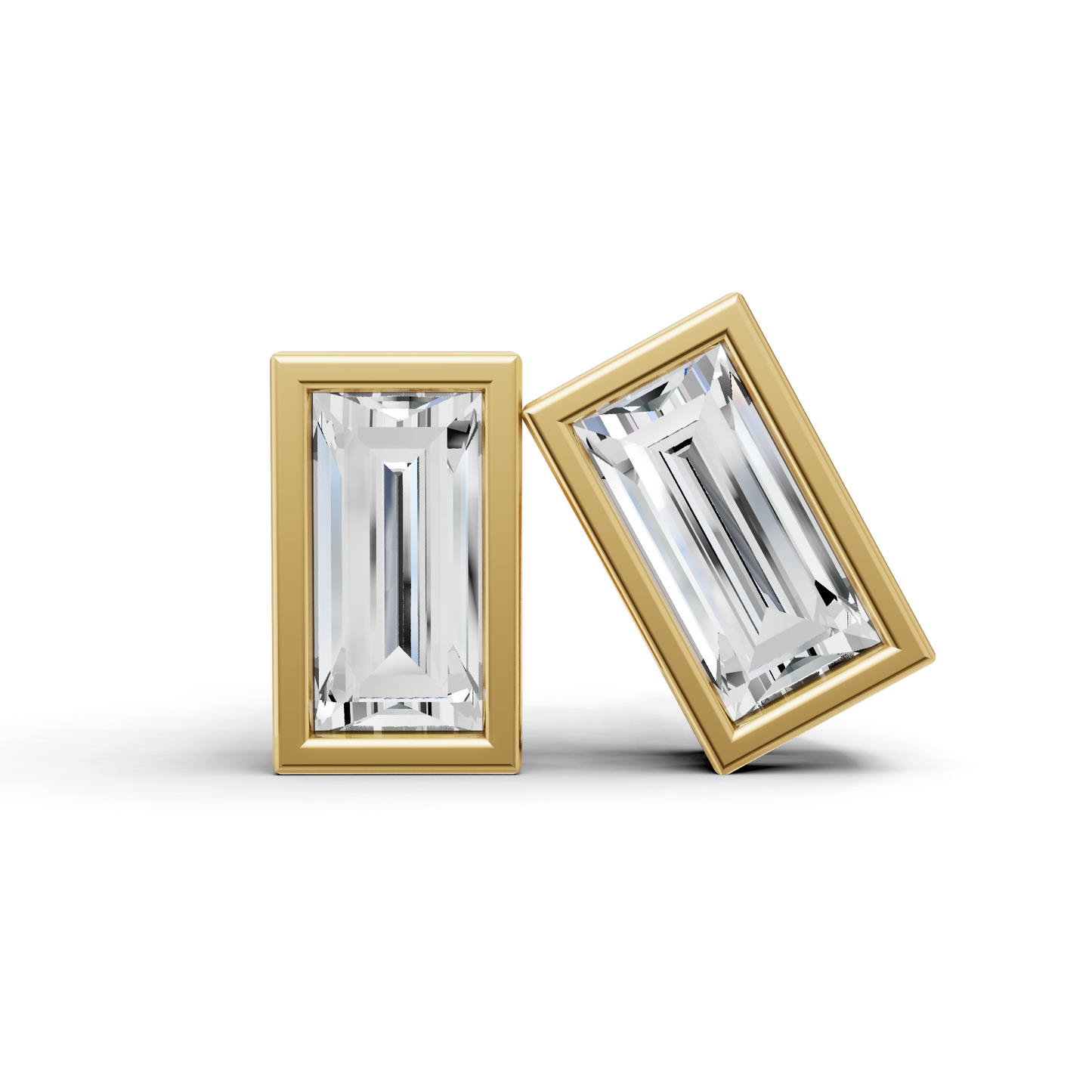 Studs Earrings 14K Gold 0.75 ct Sereia Baguette Bezel