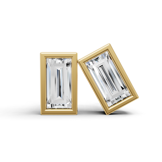 Studs Earrings 14K Gold 0.25 ct Sereia Baguette Bezel