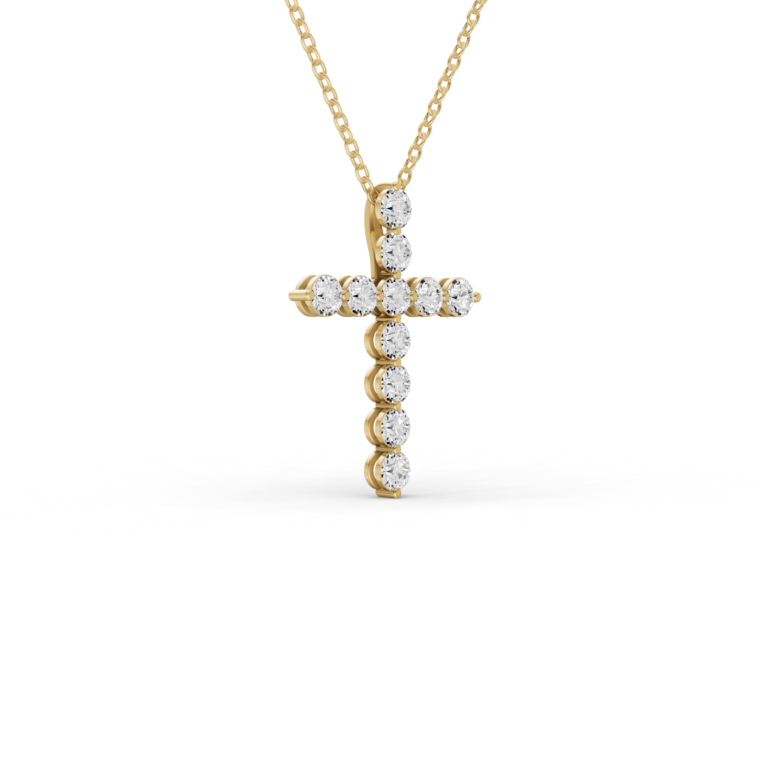 14K Gold Necklace 3 ct Sereia's Cross Pendant with Lab Diamonds