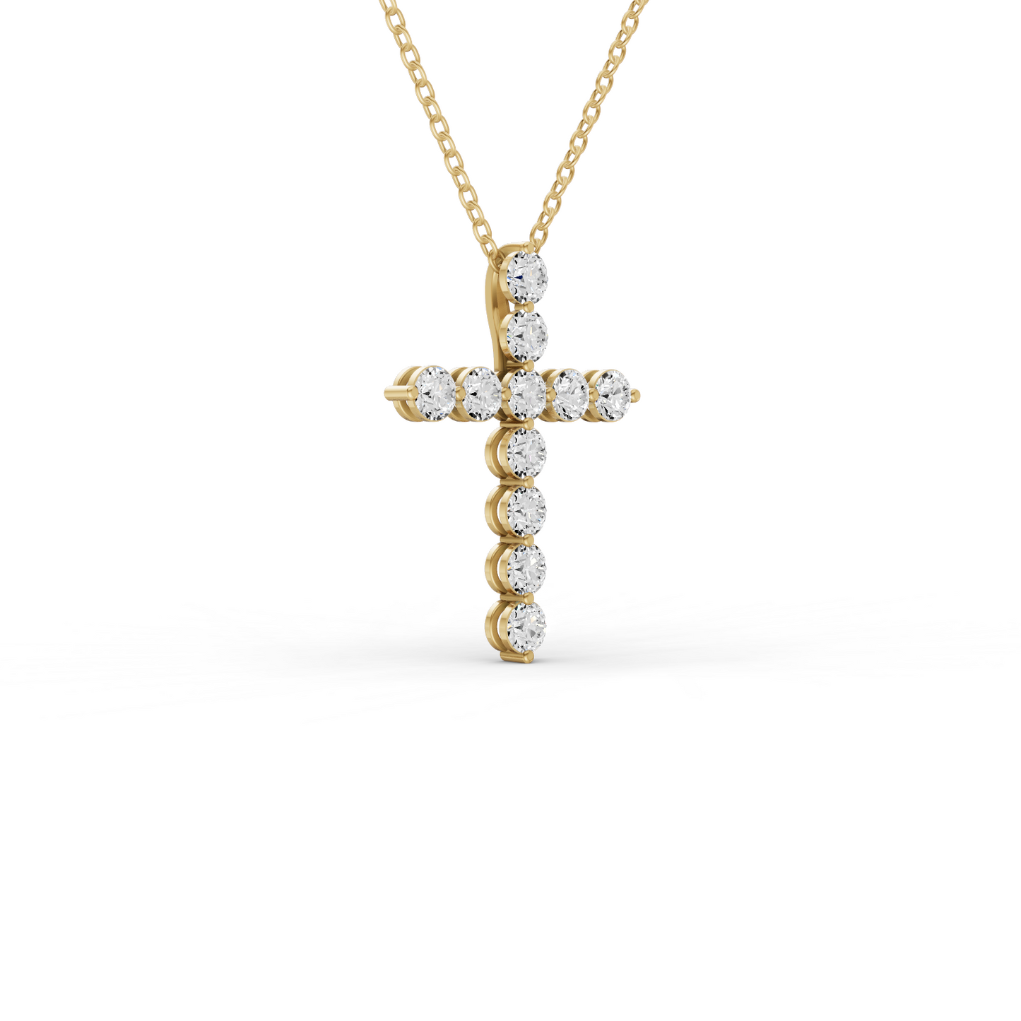 14K Gold Necklace 2.5 ct Sereia's Cross Pendant with Lab Diamonds