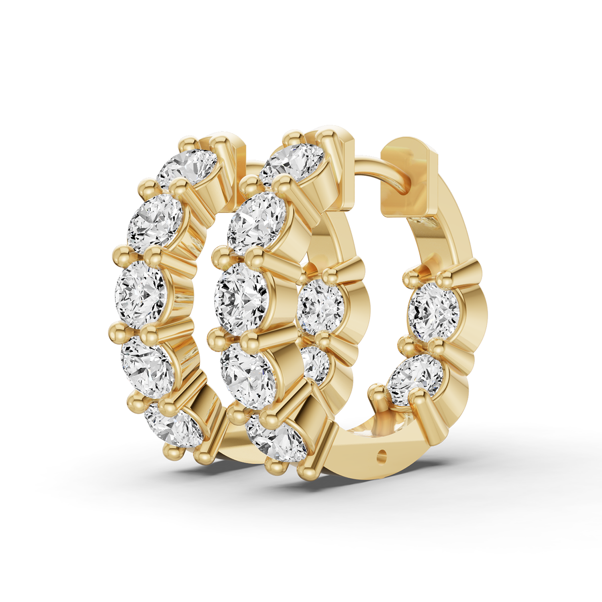 14K Gold 1.5 ct Earrings Of Sereia In & Out Diamond