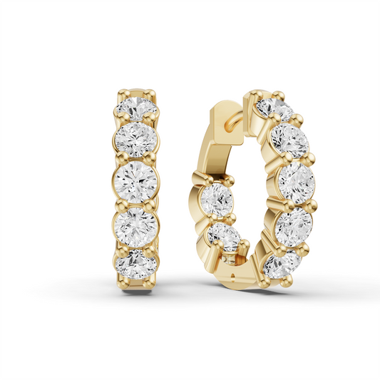 14K Gold 2.5 ct Earrings Of Sereia In & Out Diamond