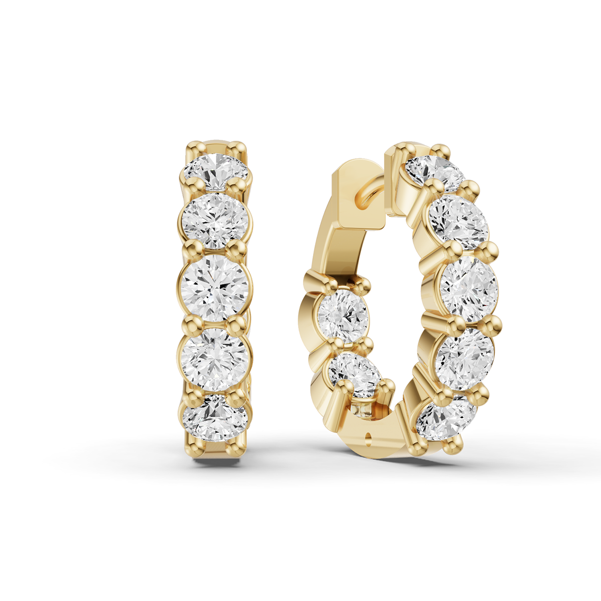 14K Gold 2 ct Earrings Of Sereia In & Out Diamond