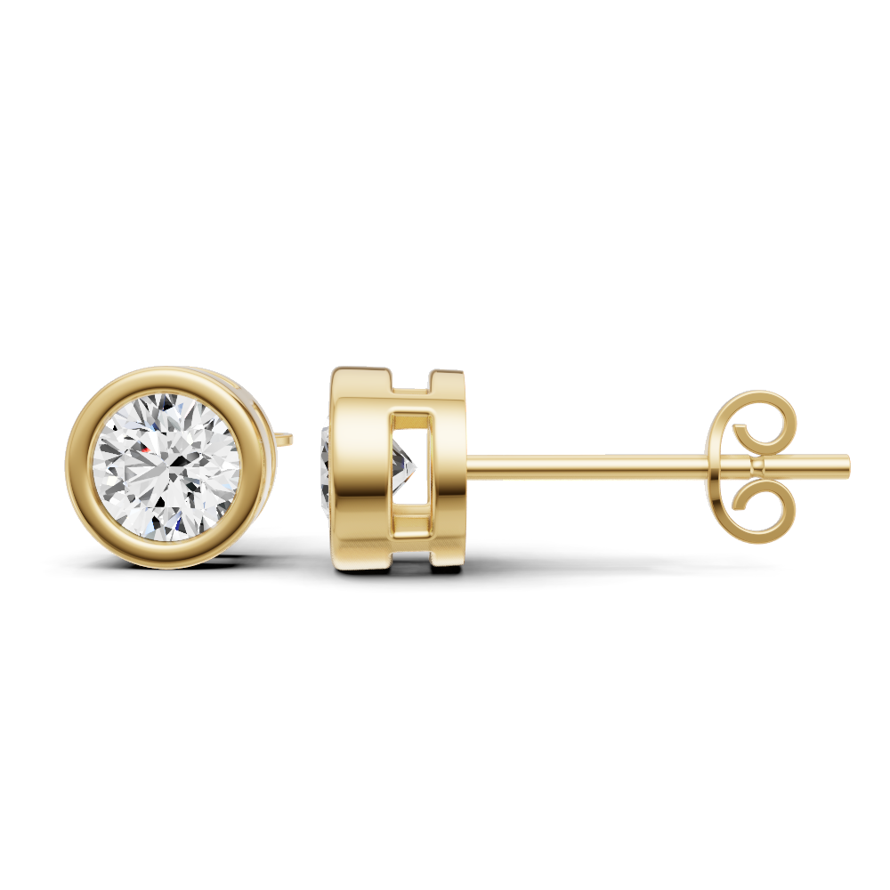 14K Gold Studs 0.25 Carat Sereia Round Bezel