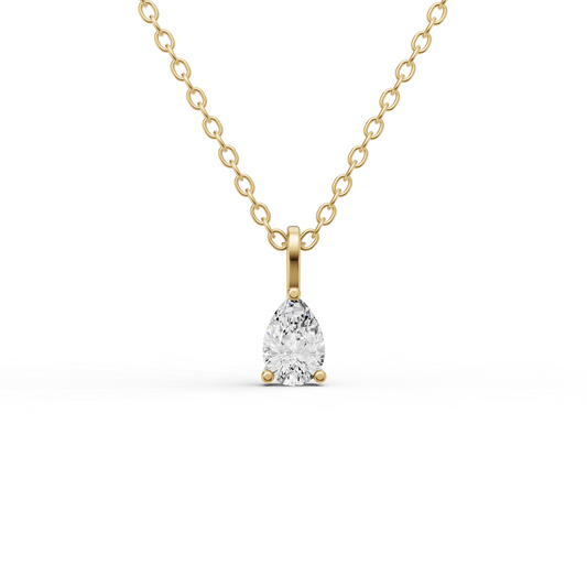 14K Gold 0.25 ct Lab Grown Pear Shape Diamond Solitaire Pendant with Bail