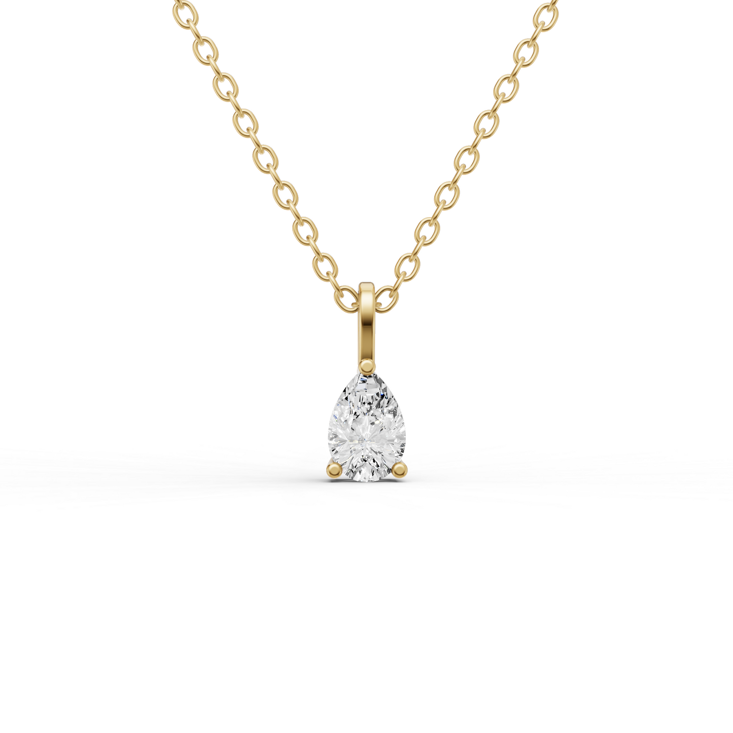 14K Gold 1 ct Lab Grown Pear Shape Diamond Solitaire Pendant with Bail