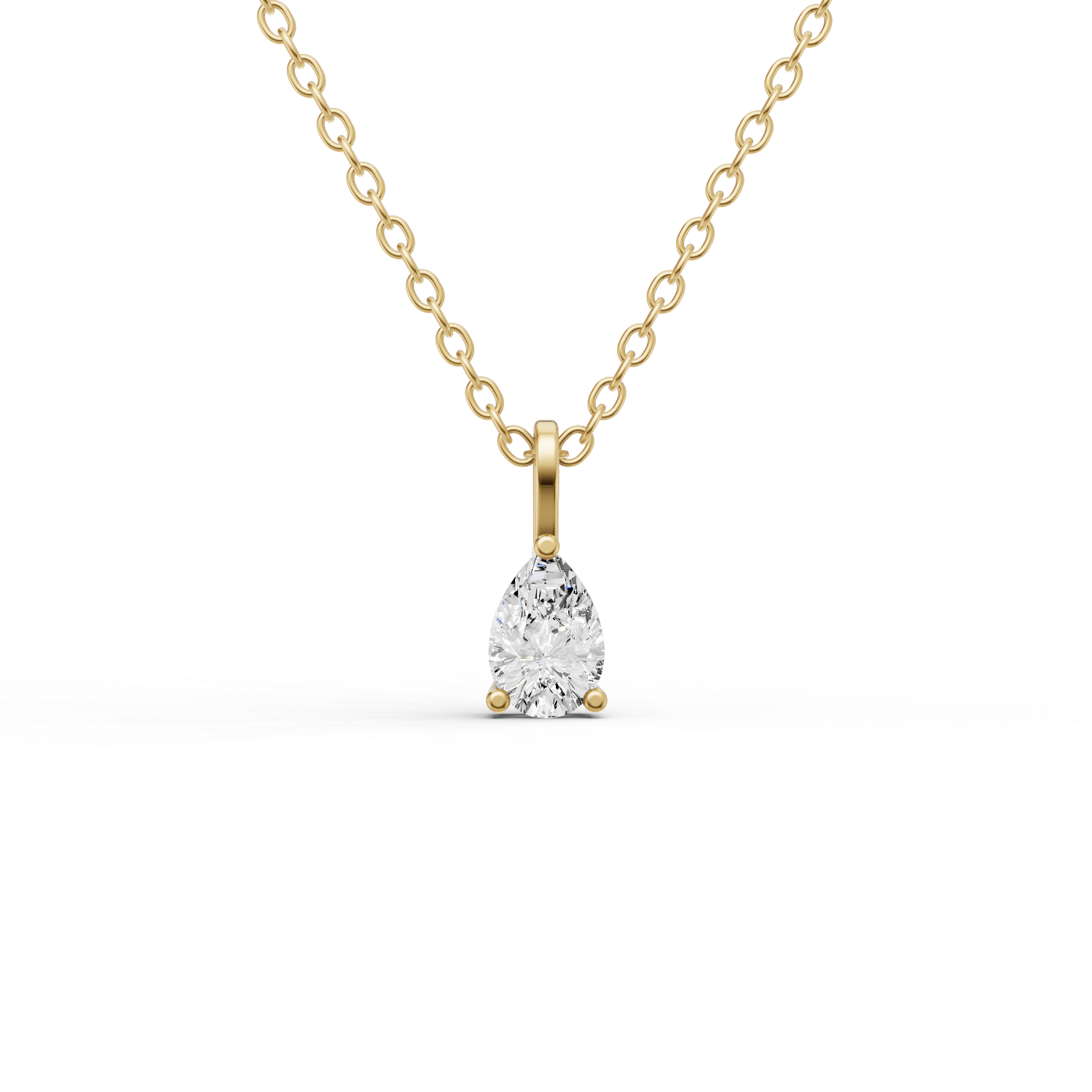 14K GOLD 0.75 CT LAB GROWN PEAR SHAPE DIAMOND SOLITAIRE PENDANT WITH BAIL - YELLOW GOLD