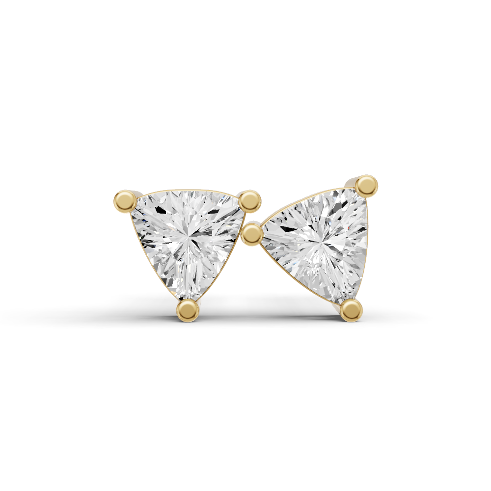 14K GOLD STUDS 1 CT EARRINGS TRILLION SOLITAIRE - YELLOW GOLD