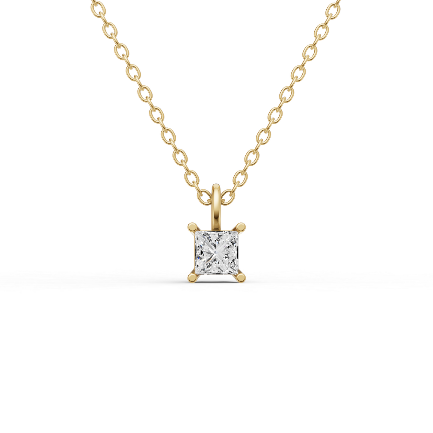 14K Gold 0.5 ct Lab Grown Princess Cut Diamond Solitaire Pendant with Bail