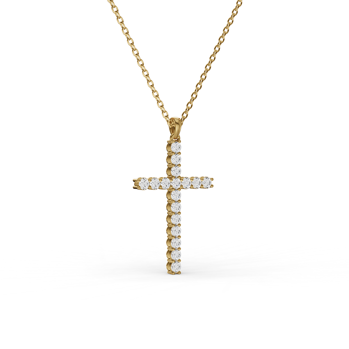 14K Gold 2.5 ct Lab Diamonds Cross Diamond Full Pave Necklace