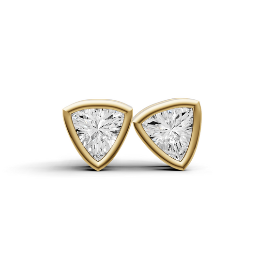 Studs Earrings 14K Gold 0.75 ct Trillion Bezel Solitaire