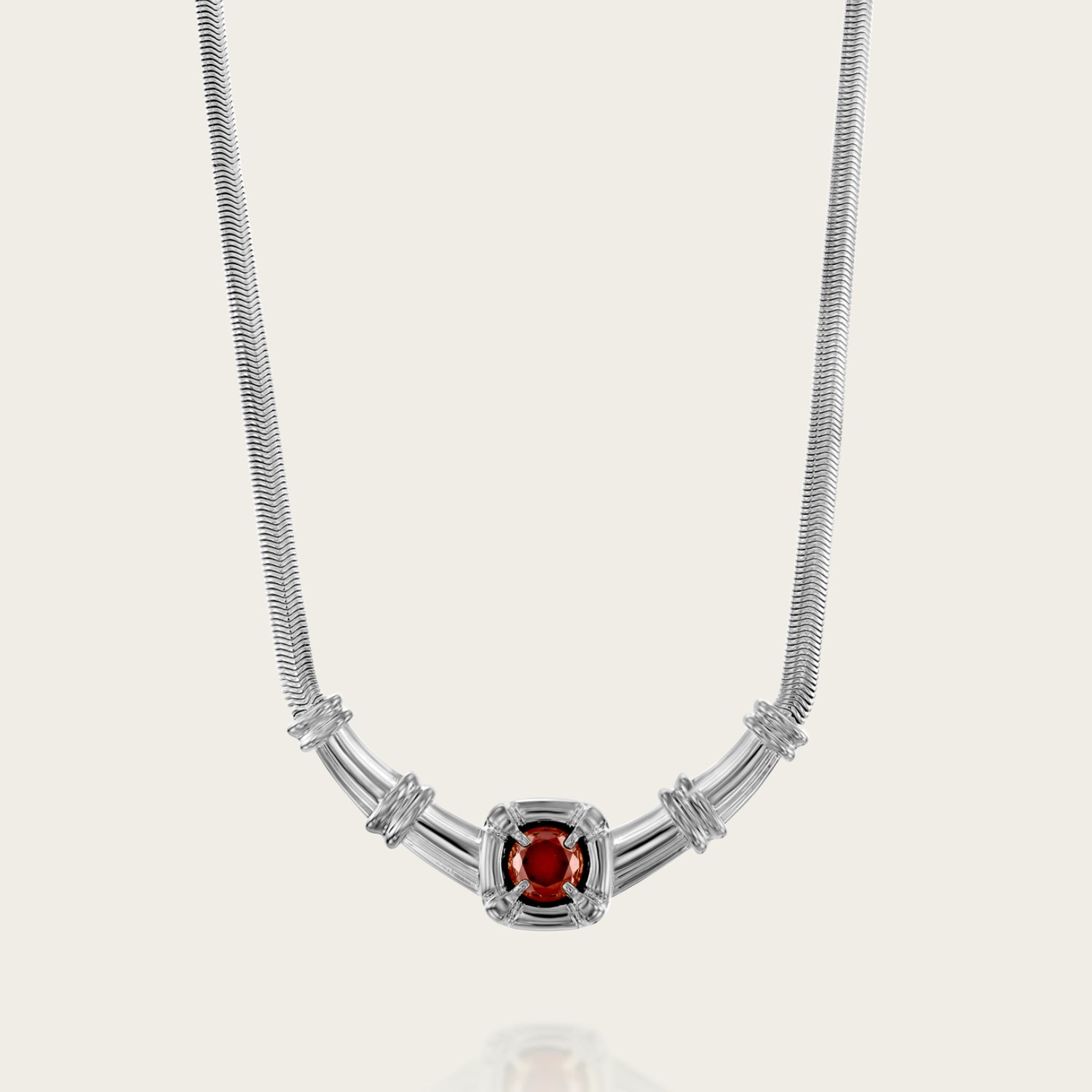 ODETTE SILVER GARNET NECKLACE